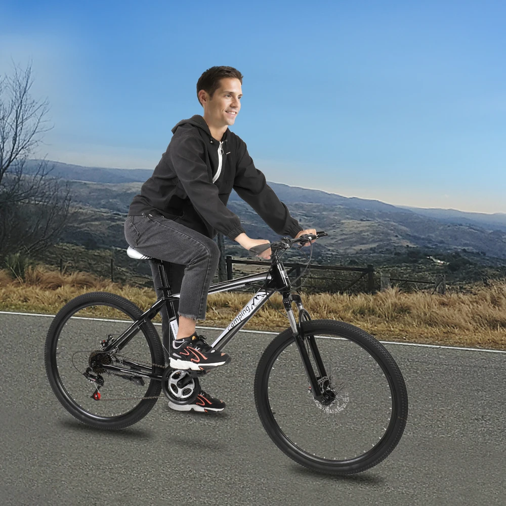 Full Shockingproof Frame Cycle 26 Inch Wheel 21 Speed Customized Carbon Steel Frame MTB Mountain Bike, Black 
Full Shockingproof Frame Cycle 26 Inch Wheel 21 Speed Customized Carbon Steel Frame MTB Mountain Bike, Black