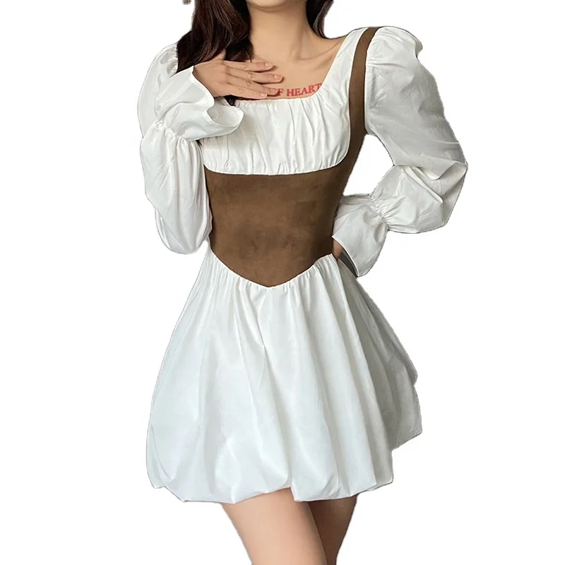 2021 Autumn New Women'S Bouffant Dress Contrast Color Slim Square Collar High Waist Flare Sleeve Dress
2021 Autumn New Women'S Bouffant Dress Contrast Color Slim Square Collar High Waist Flare Sleeve Dress