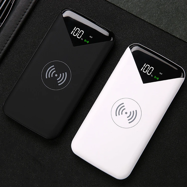 Portable 2 in 1 5W led digital display powerbank charger Qi wireless 8000mAh capacity power bank - ANKUX.COM