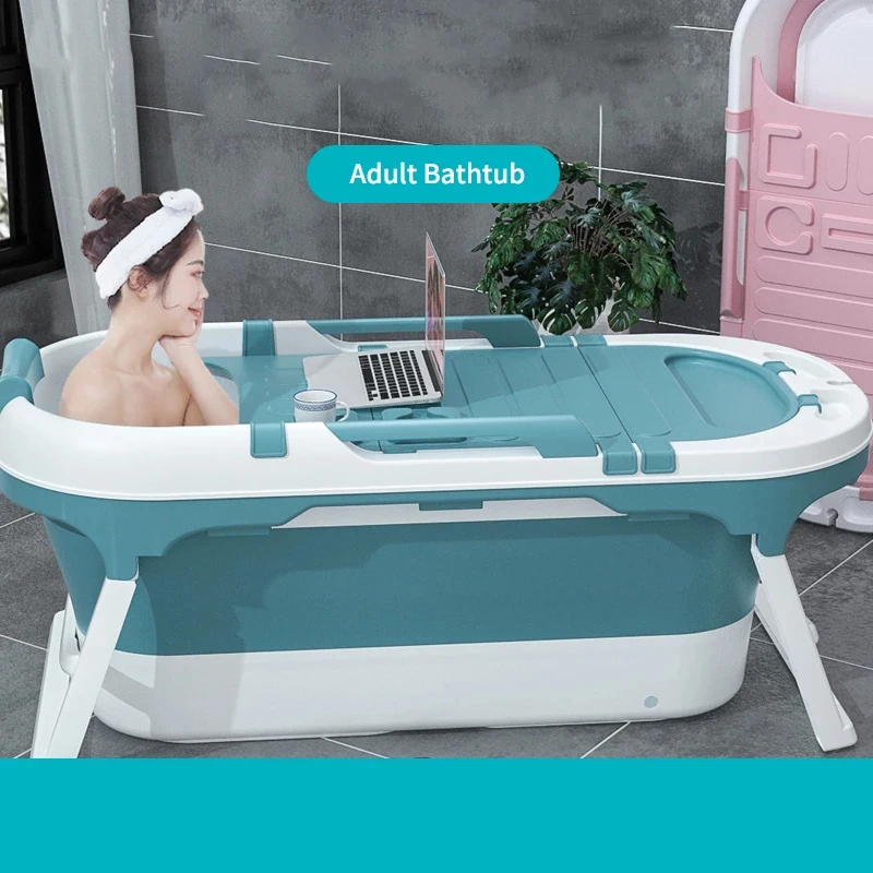 

142cm Adult Bath Tub Foldable Thicken Whole Body Sweat Steam Keep Warm Health Home Bathtub, Pink blue