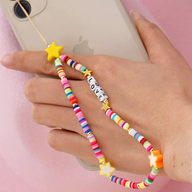 PC1020 Hot Sale Chic Polymer clay Disc Beaded Star charm Phone Chain Phone Accessories String,Star Charm Beaded Lanyard
PC1020 Hot Sale Chic Polymer clay Disc Beaded Star charm Phone Chain Phone Accessories String,Star Charm Beaded Lanyard