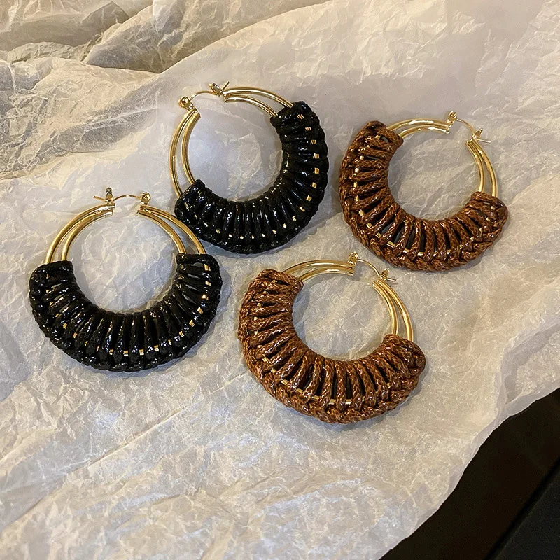 Fashionable European Real Gold Plated Braided Wax Rope Big Circle Earring Wax Wire Braided Hoop Earrings
Fashionable European Real Gold Plated Braided Wax Rope Big Circle Earring Wax Wire Braided Hoop Earrings