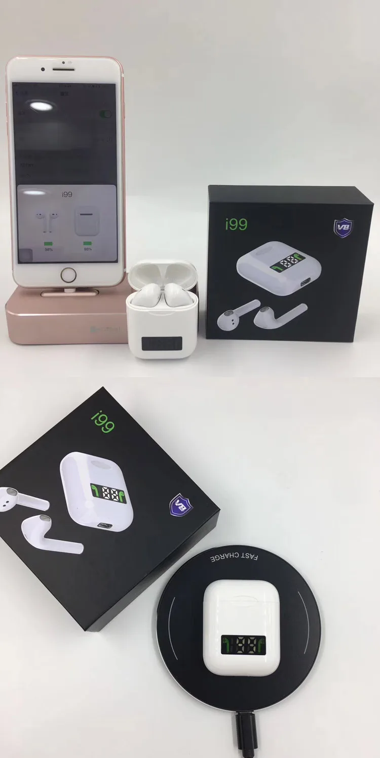 TWS Wireless Headphones i99 W1 Chip Touch control Wireless charging Earphones with Power Display Popup Bluetooth Headset - ANKUX.COM