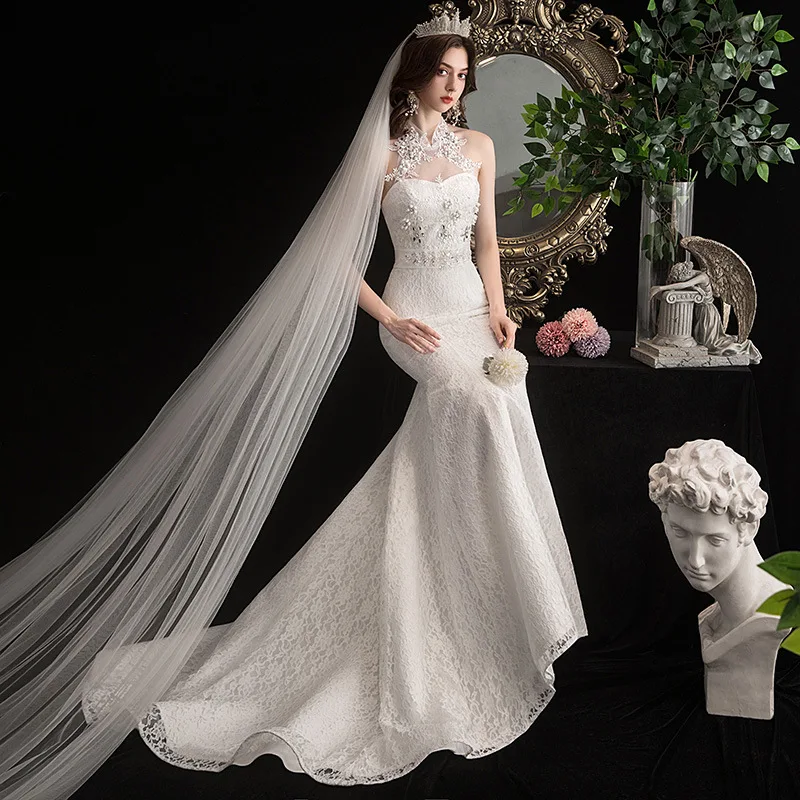 2021 High quality new fashion cheap price long length mermaid wedding dresses for bride, White
2021 High quality new fashion cheap price long length mermaid wedding dresses for bride, White