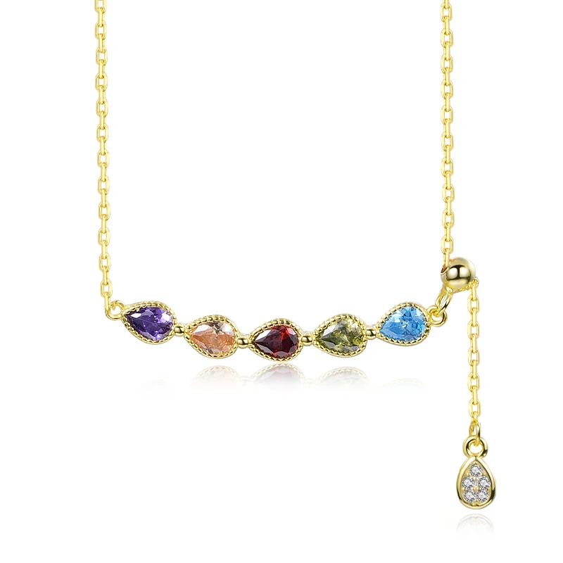 Fashion Gold Plated Rainbow Charm Lariat Necklace 925 Sterling Silver Colorful Water drop-shape Cz Stone Gemstone Necklace
Fashion Gold Plated Rainbow Charm Lariat Necklace 925 Sterling Silver Colorful Water drop-shape Cz Stone Gemstone Necklace