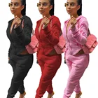 Sets 2020 Pure Color Plush Zipper Hooded 2 Piece Sets