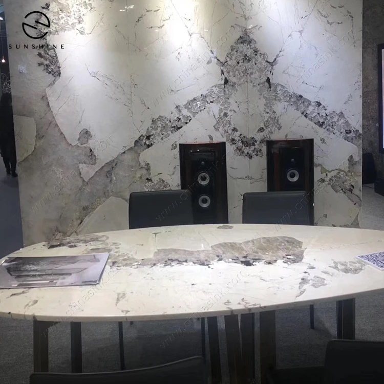 Luxury Translucent Pandora White Onyx Marble Slab for Table Top