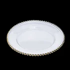 クラシックbeau-tifulイベントプレートゴールドクリアパーティーディナーチャージャープレート結婚式用