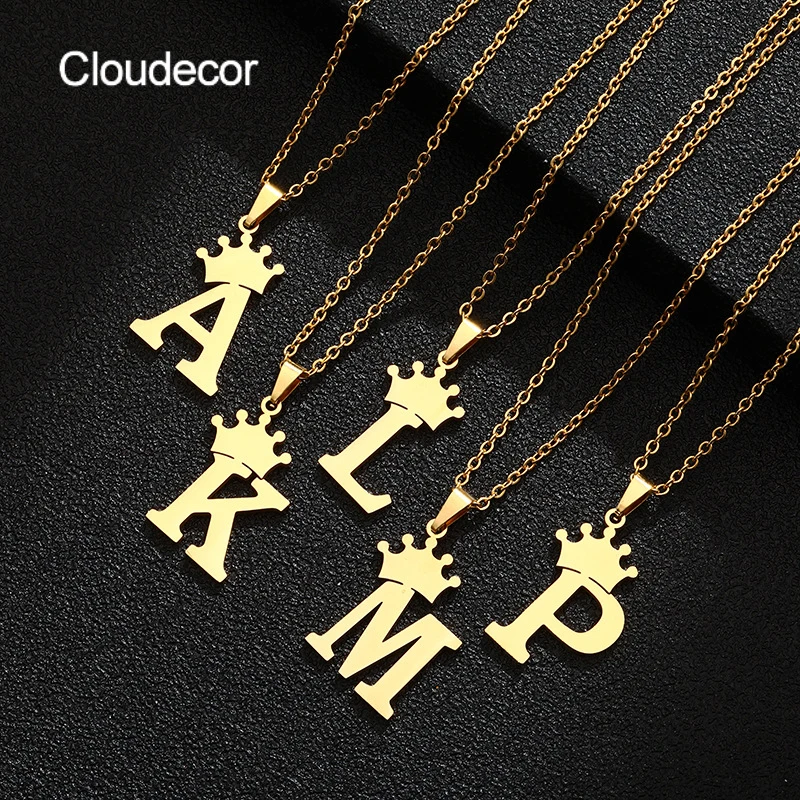 New Fashion Letter Crown Pendant Necklace Letter Alphabet Necklace Stainless Steel Gold Initial Chain Ladies Accessories Jewelry, 18k gold plated
New Fashion Letter Crown Pendant Necklace Letter Alphabet Necklace Stainless Steel Gold Initial Chain Ladies Accessories Jewelry, 18k gold plated