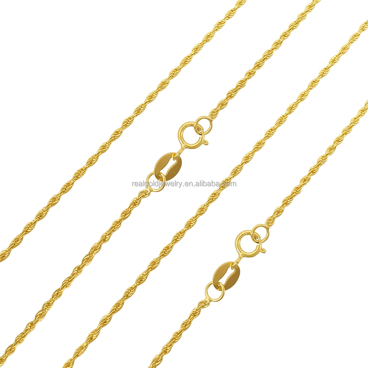 

AU750 Fine Jewelry Necklace Chain 18K Solid Gold Rope Chain 1.2mm Thickness Custom Design Chinese Gold Chain