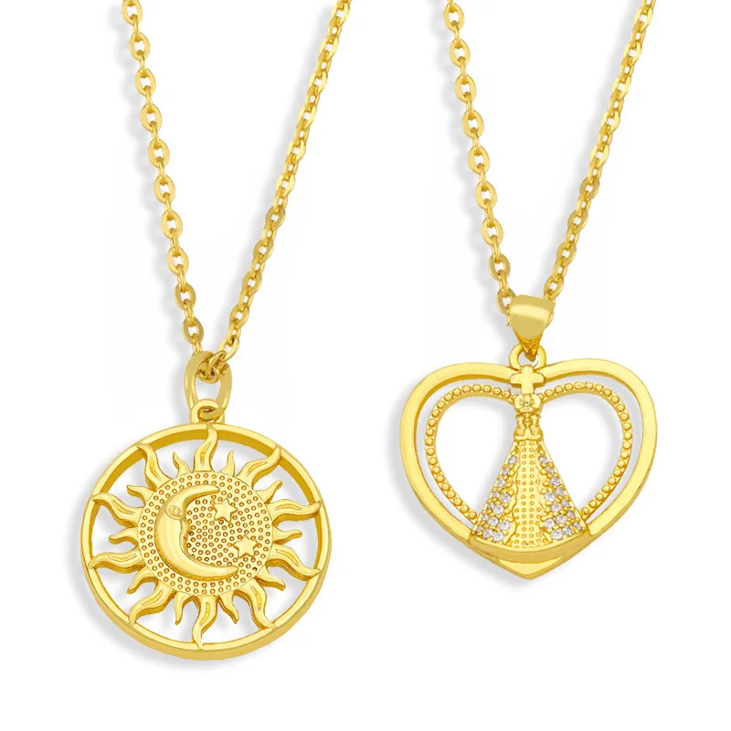 Fashion Star Sun Moon Pendant Necklace Women 18K Gold Plated Zirconia Clavicle Chain Cuban Link Chain, Gold color necklace
Fashion Star Sun Moon Pendant Necklace Women 18K Gold Plated Zirconia Clavicle Chain Cuban Link Chain, Gold color necklace
