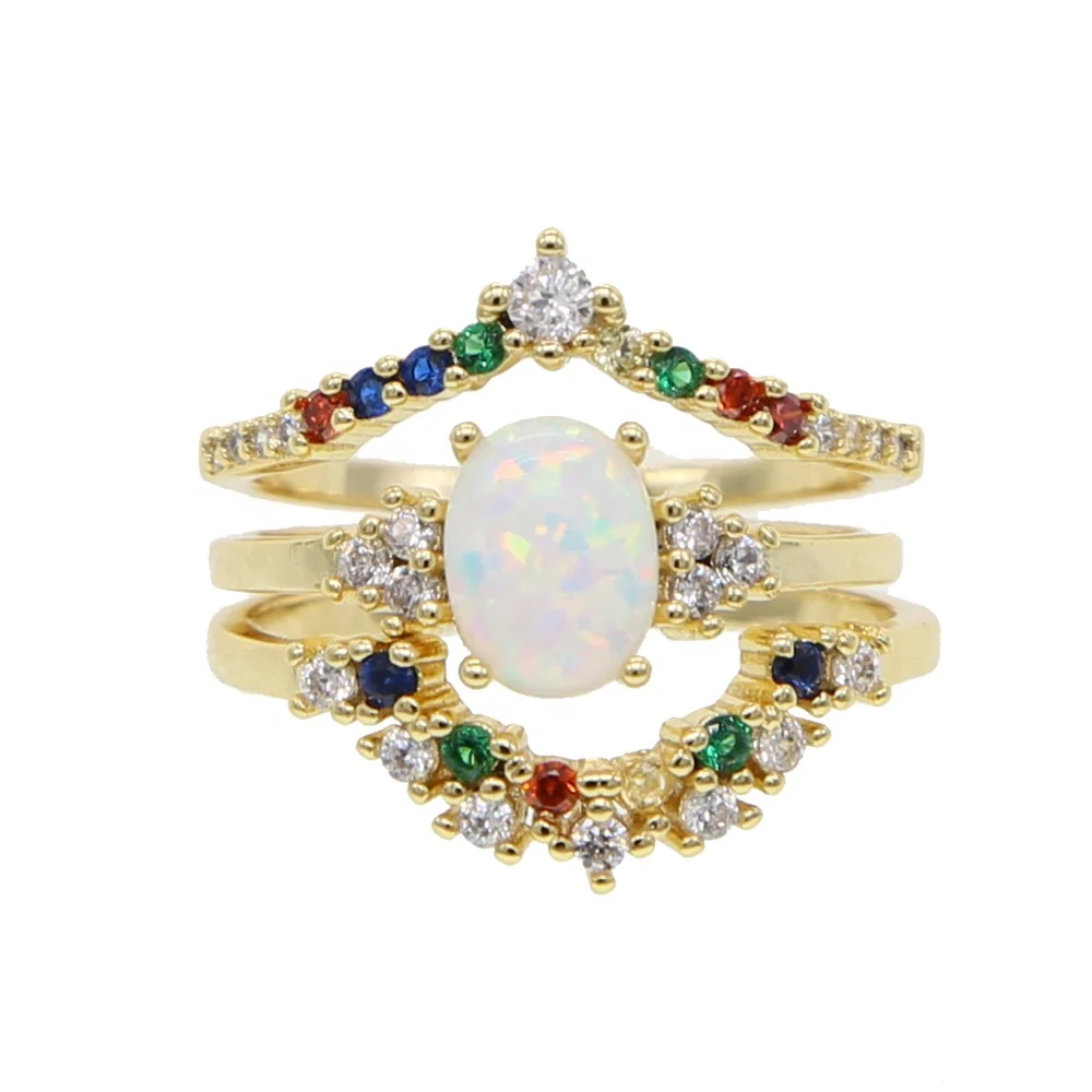 set of 3 pcs engagement band Colorful rainbow cz chevron rings oval white fire opal stone fashion ring set
set of 3 pcs engagement band Colorful rainbow cz chevron rings oval white fire opal stone fashion ring set