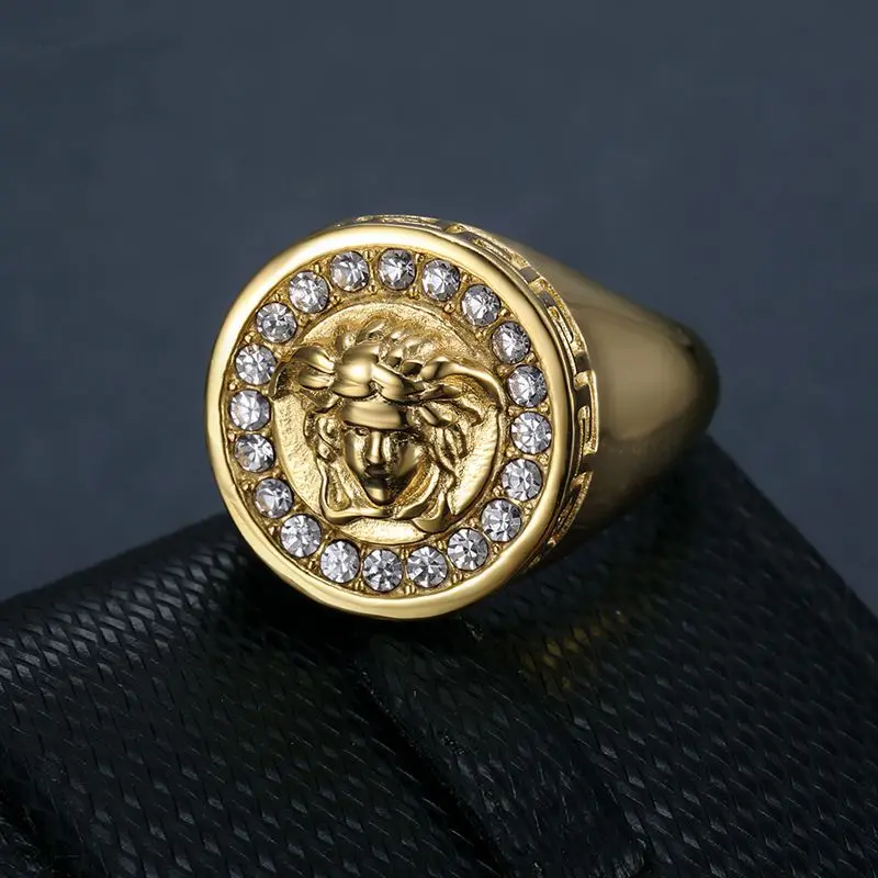 2023 Men's Rings Jewelry Hip Hop Titanium Greek myth face Finger Ring Gold Plated 316L Stainless Steel Crystal Medusa Rings
2023 Men's Rings Jewelry Hip Hop Titanium Greek myth face Finger Ring Gold Plated 316L Stainless Steel Crystal Medusa Rings