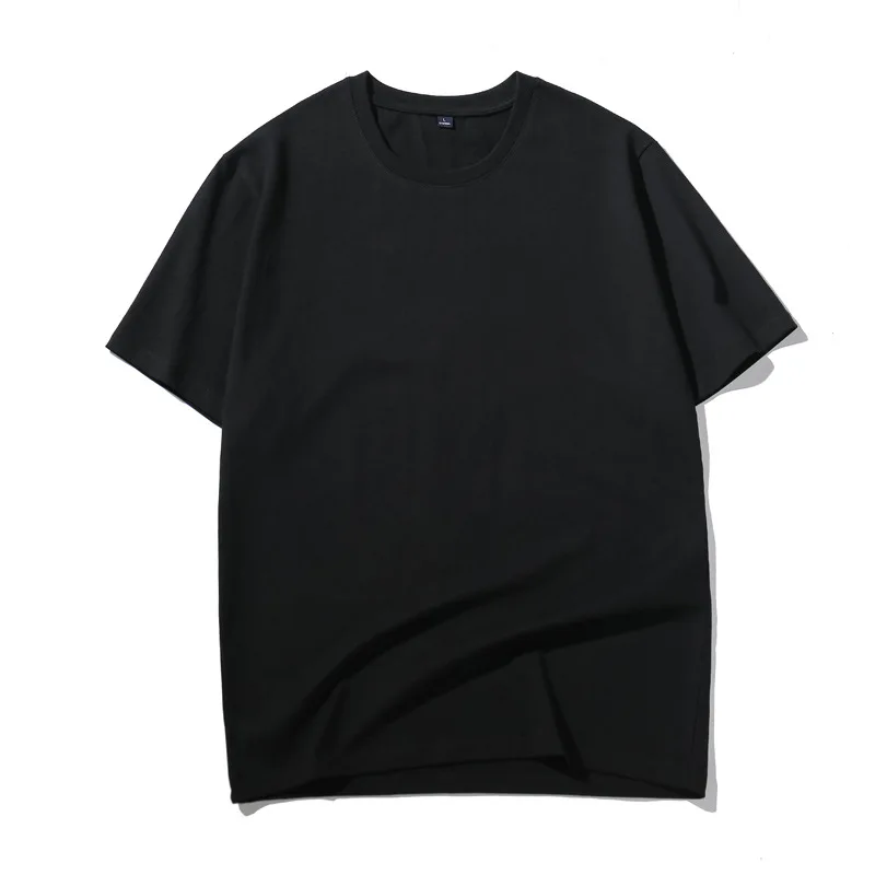 Loose Round Neck Solid Color T-shirt Men's And Women's Short Sleeve Black Tshirt, Customized
Loose Round Neck Solid Color T-shirt Men's And Women's Short Sleeve Black Tshirt, Customized