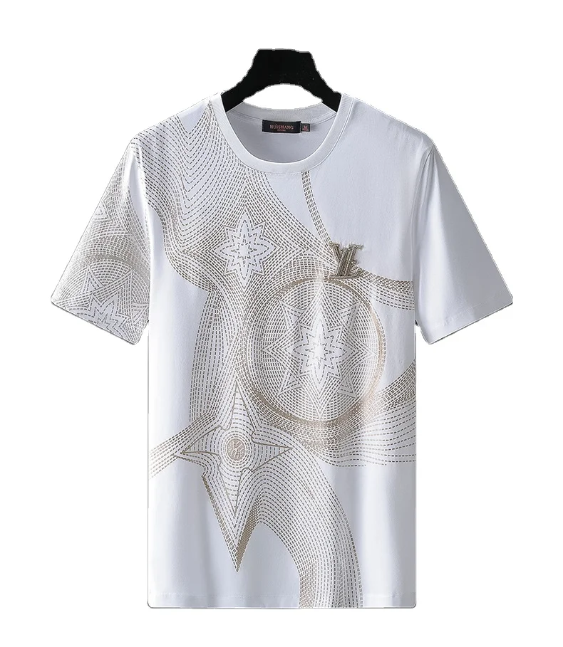 New summer cotton fashion personality pattern embroidered round neck short sleeve temperament men's T-shirt
New summer cotton fashion personality pattern embroidered round neck short sleeve temperament men's T-shirt