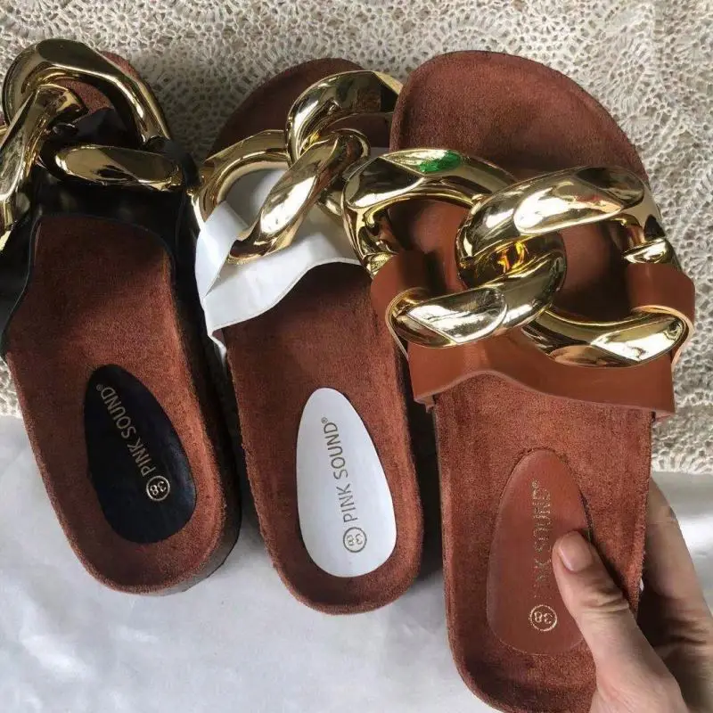 2021 Europe&American popular new arrivals thick bottom slippers fashion metal chain solid color summer women beach sandals, Black, white ,brown
2021 Europe&American popular new arrivals thick bottom slippers fashion metal chain solid color summer women beach sandals, Black, white ,brown