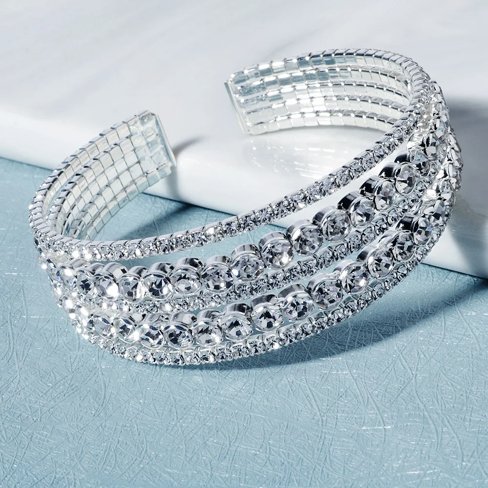 Austrian Crystal Bangles Wedding Jewelry Accessories Bride Bridesmaids Bracelets Bangles, Silver
Austrian Crystal Bangles Wedding Jewelry Accessories Bride Bridesmaids Bracelets Bangles, Silver