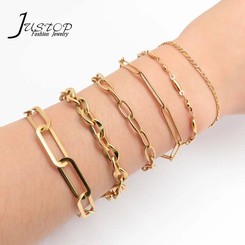 New Fashion Stainless Steel 18K Gold Plated Fancy Chain Bracelets For Unisex, As picture
New Fashion Stainless Steel 18K Gold Plated Fancy Chain Bracelets For Unisex, As picture