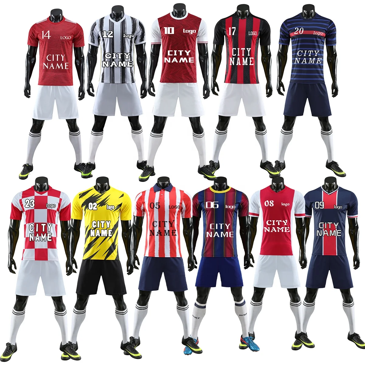 Wholesale Custom Name Number logo soccer uniform 100% Polyester Germany England France football jersey
Wholesale Custom Name Number logo soccer uniform 100% Polyester Germany England France football jersey