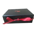 Recycled Materials Feature gift packaging box Custom matt folding cardboard black gift boxes with ribbon