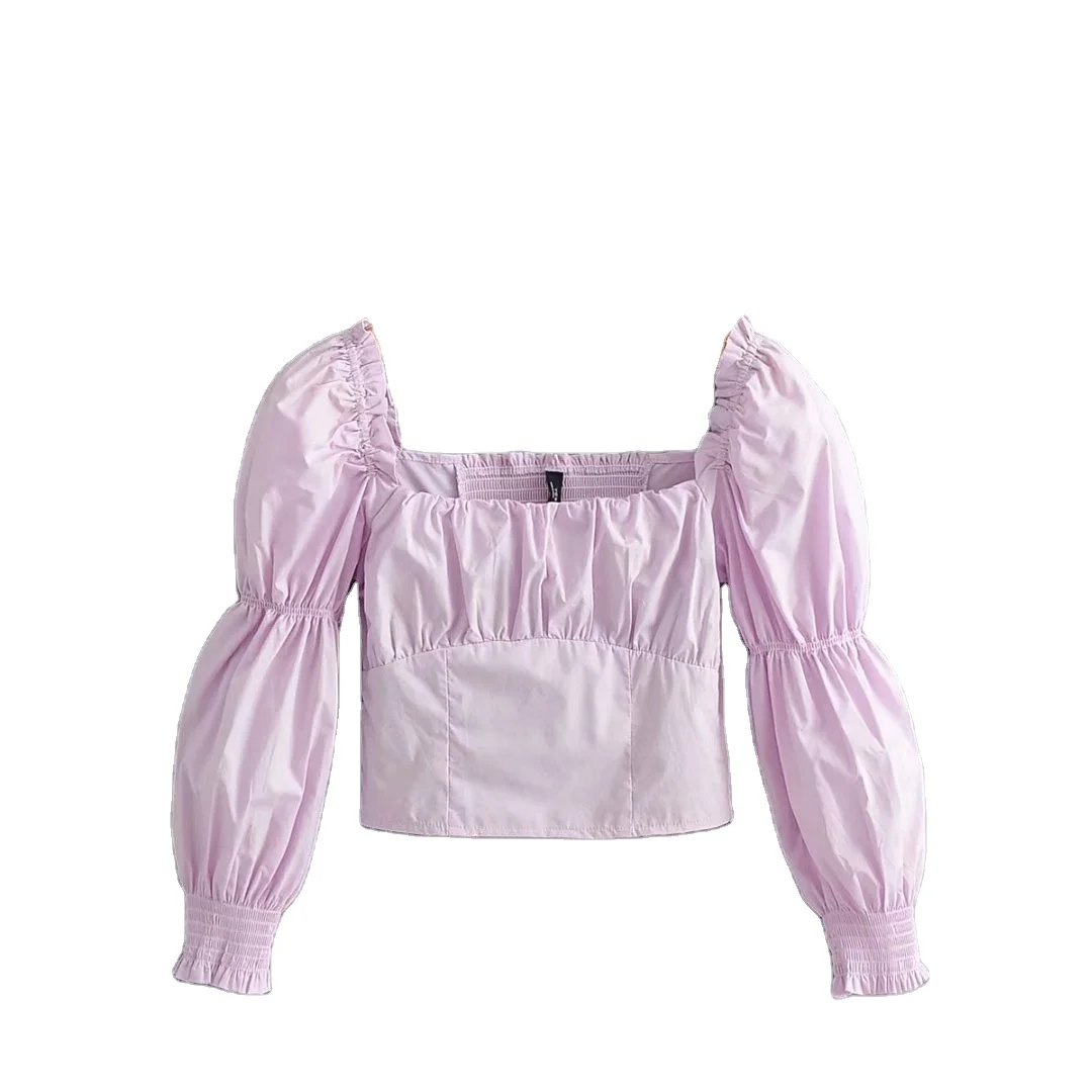 2021 Spring New Clothing Sqaure Collar Ruched Elegant Long Sleeve Crop Tops T-shirts Women, Light purple
2021 Spring New Clothing Sqaure Collar Ruched Elegant Long Sleeve Crop Tops T-shirts Women, Light purple