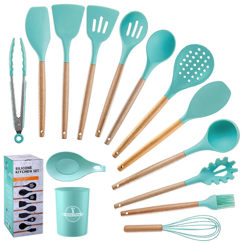13 Pieces In 1 Set Silicone Kitchen Accessories Cooking Tools Kitchenware Silicone Kitchen Utensils With Wooden Handles, Customized
13 Pieces In 1 Set Silicone Kitchen Accessories Cooking Tools Kitchenware Silicone Kitchen Utensils With Wooden Handles, Customized