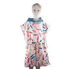Children's fashion printed microfiber beach change cloak hooded bathrobe poncho