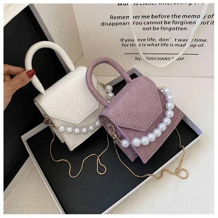Mini pearl portable small bag female 2021 new trendy wild ins messenger chain bag single shoulder small square bag, Customizable
Mini pearl portable small bag female 2021 new trendy wild ins messenger chain bag single shoulder small square bag, Customizable