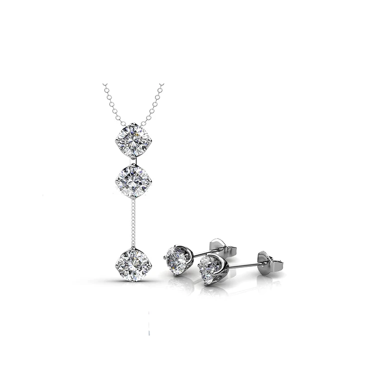 Dazzling Trendy Luxury Bridal CZ Stud Earrings Chain Choker Necklace 925 Silver Jewelry Set for Women Girls, Silver,gold,rose gold
Dazzling Trendy Luxury Bridal CZ Stud Earrings Chain Choker Necklace 925 Silver Jewelry Set for Women Girls, Silver,gold,rose gold