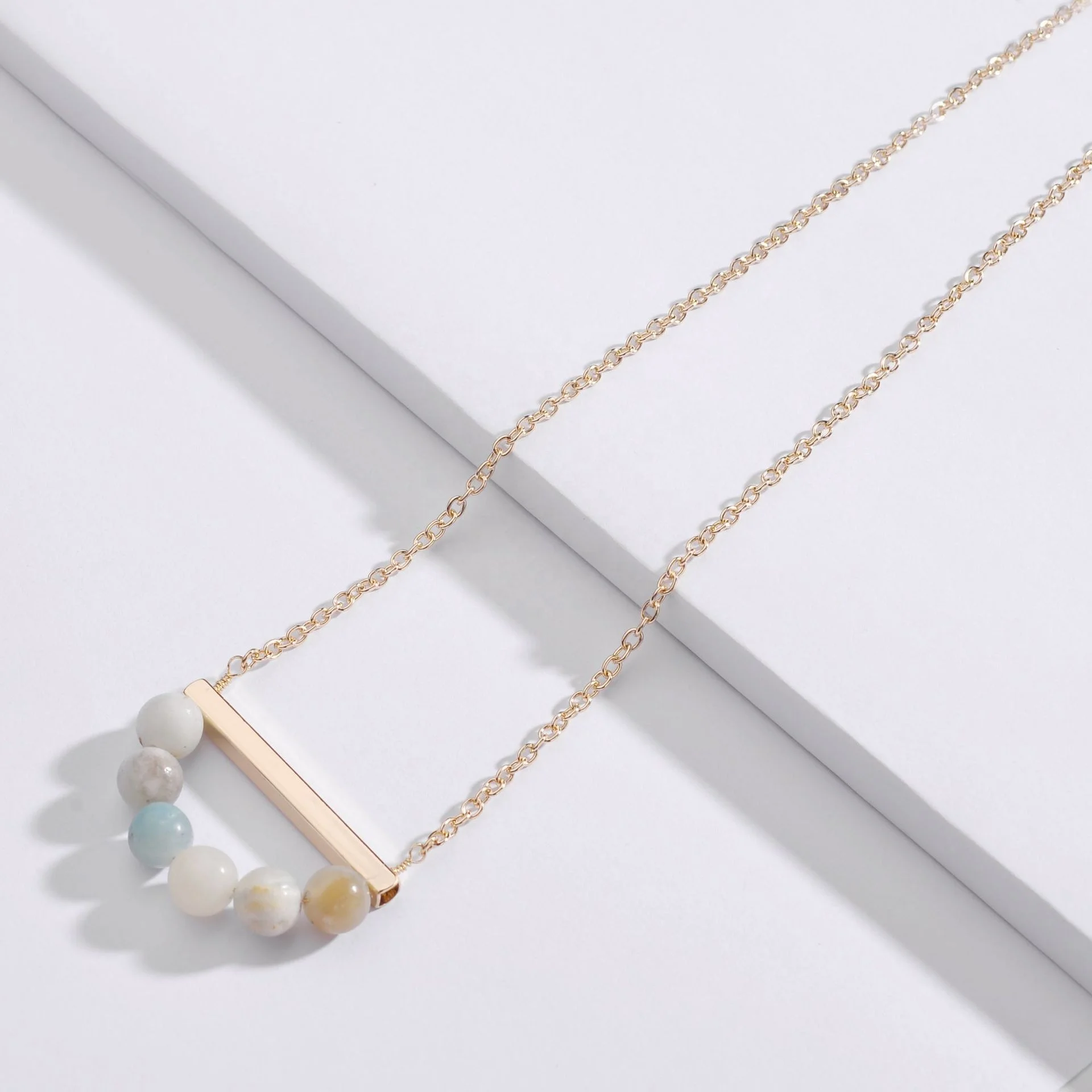 2022 Natural Stone Necklace Jewelry New Copper Tube Natural Stone Bead Semicircular Pendant Bar Balance Necklace
2022 Natural Stone Necklace Jewelry New Copper Tube Natural Stone Bead Semicircular Pendant Bar Balance Necklace