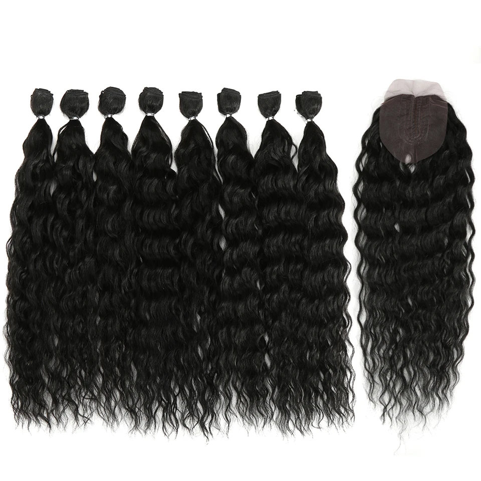 noble 7pcs deep water wave synthetic hair bundles with closure for a full head hair extensions, 4 tone omber color and black color
noble 7pcs deep water wave synthetic hair bundles with closure for a full head hair extensions, 4 tone omber color and black color