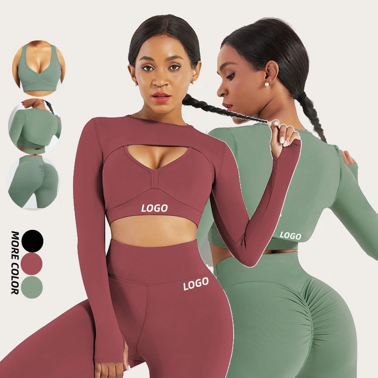 New Arrival 3 Piece Yoga Set Elastic Activewear Long Sleeve Tops Gym Sets Custom Logo
New Arrival 3 Piece Yoga Set Elastic Activewear Long Sleeve Tops Gym Sets Custom Logo