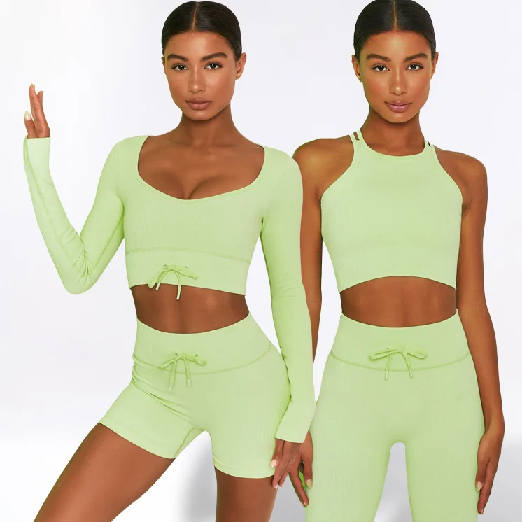 Women Sports Wear Ribbed Seamless Yoga Set High Quality Workout Yoga Tank Top Bra with Leggings Shorts Gym Fitness Set
Women Sports Wear Ribbed Seamless Yoga Set High Quality Workout Yoga Tank Top Bra with Leggings Shorts Gym Fitness Set
