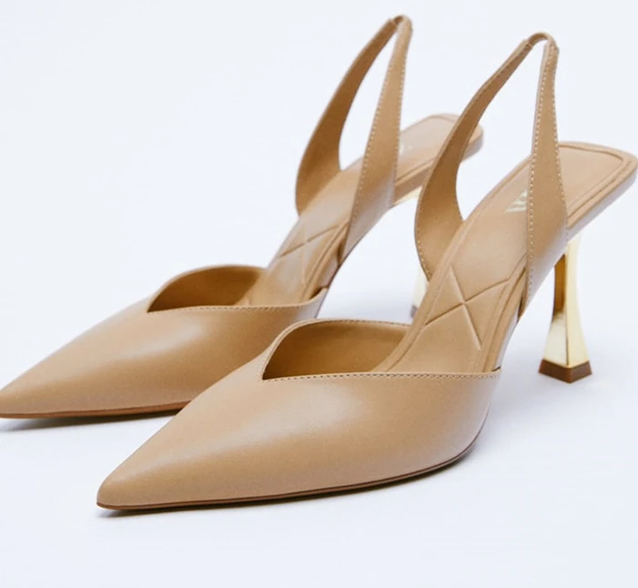 Autumn new womens shoes natural color metal slingback elegant temperament highheel 
Autumn new womens shoes natural color metal slingback elegant temperament highheel