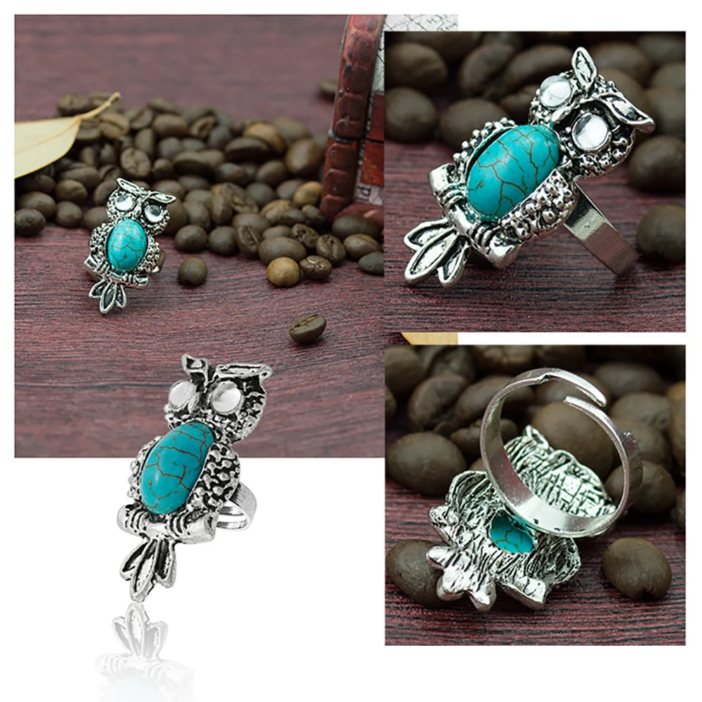 Turquoise Stone Ring Vintage Owl Rings for Women Gemstone Ring for Girl Party Crystal Rings Charm Jewelry, As picture
Turquoise Stone Ring Vintage Owl Rings for Women Gemstone Ring for Girl Party Crystal Rings Charm Jewelry, As picture