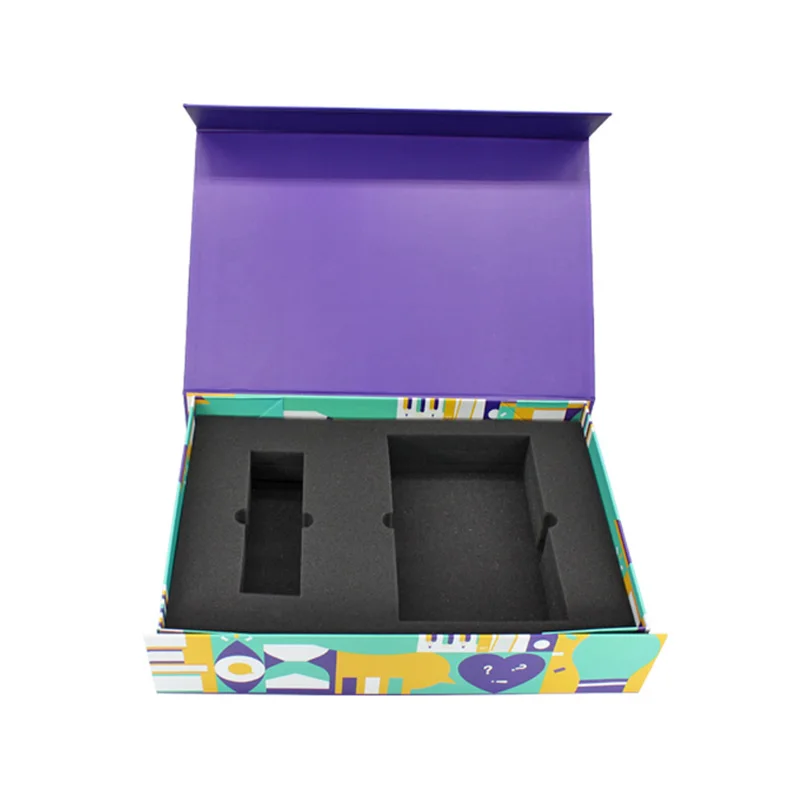 magnet cardboard foldable boxes flip cosmetic gift set packaging