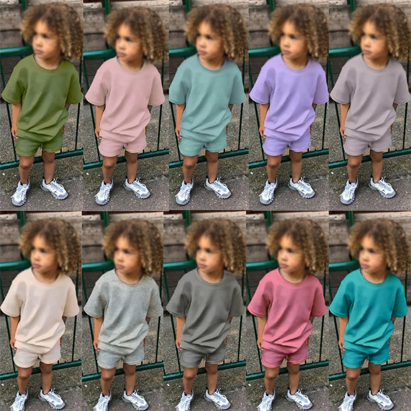 wholesale toddler clothing summer short sleeve 2 piece cotton plain kids short sets, As picture
wholesale toddler clothing summer short sleeve 2 piece cotton plain kids short sets, As picture