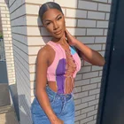 Tops 2020 Summer New Women's Contrast Color Straps Sexy Crop Tops Hollow Short Slim Small Vest Women