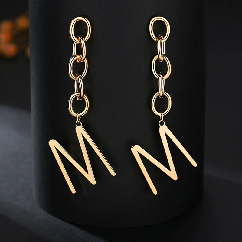 New Style Simple M Letter Earrings Women Pendant Feminine Long Earring Popular Europe America Temperament Female Jewelry Sets
New Style Simple M Letter Earrings Women Pendant Feminine Long Earring Popular Europe America Temperament Female Jewelry Sets