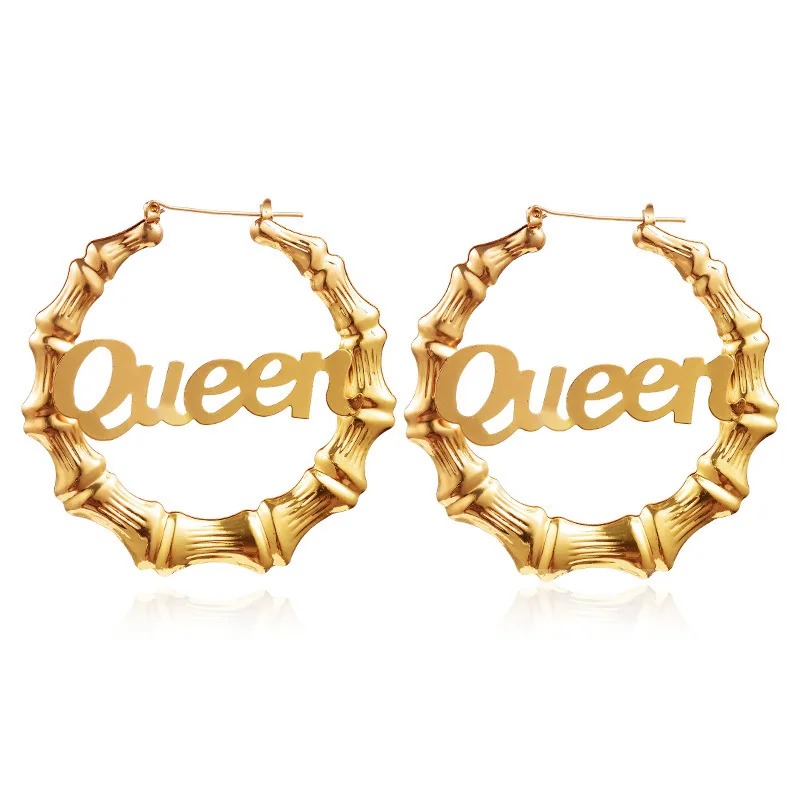 Personalized Custom Wholesale Retro 14k Gold Plated Heart Geometric Letter Queen Big Women Large Hoop Bamboo Earrings, Colorful
Personalized Custom Wholesale Retro 14k Gold Plated Heart Geometric Letter Queen Big Women Large Hoop Bamboo Earrings, Colorful