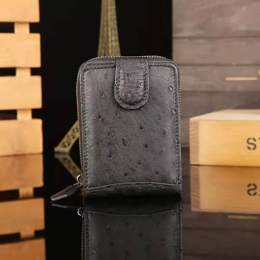 Cappuccino new arrived Genuine ostrich skin leather business card holder for men, Black
Cappuccino new arrived Genuine ostrich skin leather business card holder for men, Black