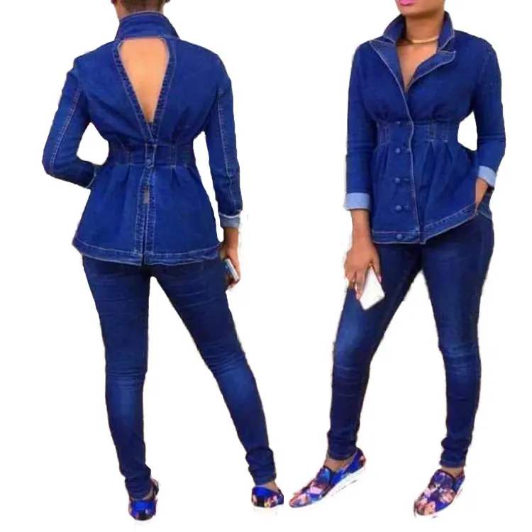 20224-MX48 two-piece sehe fashion denim bodycon jumpsuits women 2020 
20224-MX48 two-piece sehe fashion denim bodycon jumpsuits women 2020