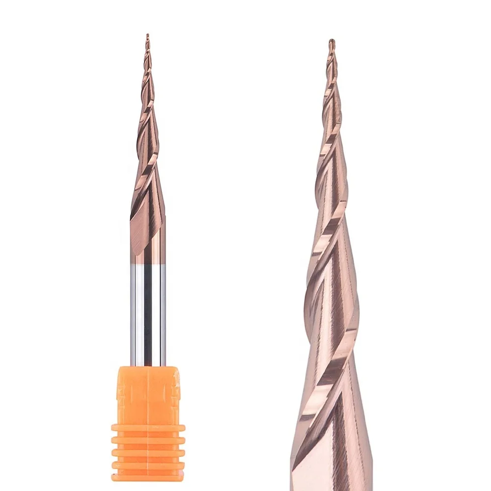 RLD customized solid carbide taper ball nose end mill for 3D wood thread cutting tool
