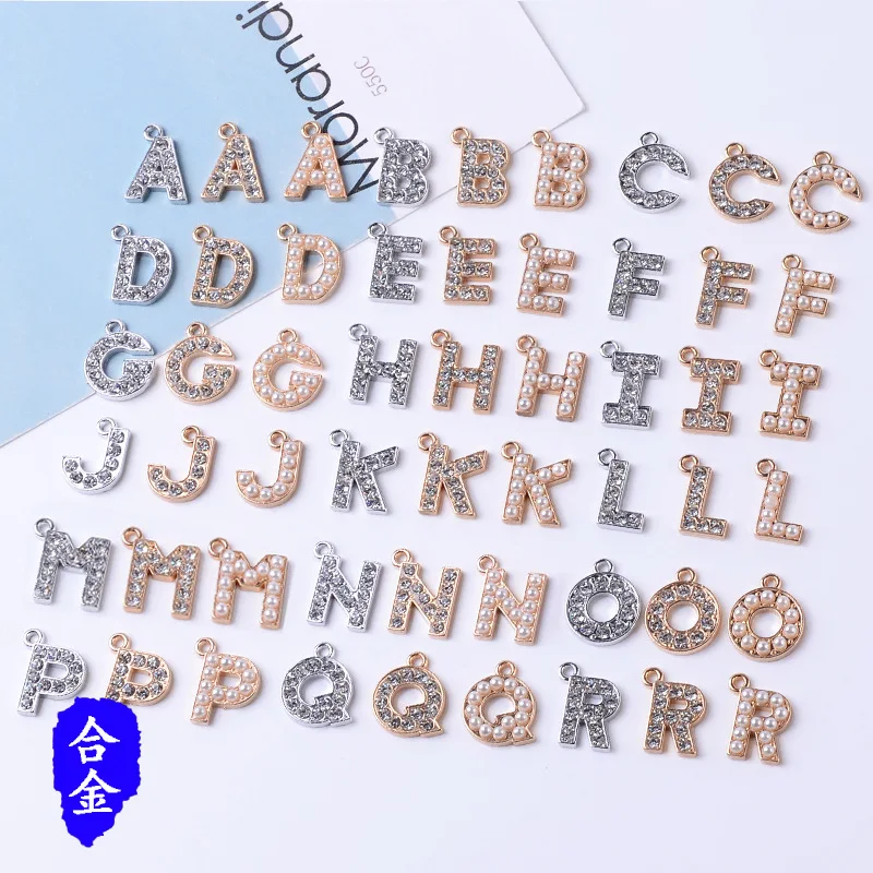 Pearl Crystal letters Jewelry making custom bracelets charms pendant metal hook bangle charm for necklace making
Pearl Crystal letters Jewelry making custom bracelets charms pendant metal hook bangle charm for necklace making