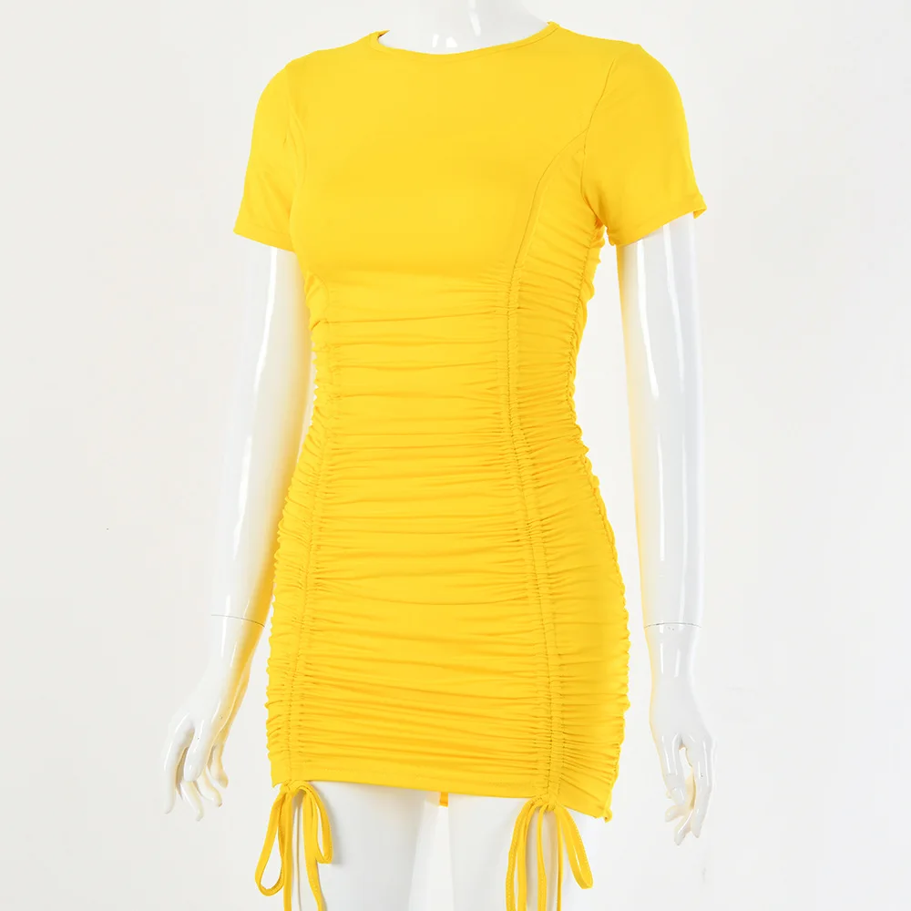 Fashion Style Solid Color Short Sleeve O-Neck Ruched Drawstring Slim women's dresses bodycon, As pictures
Fashion Style Solid Color Short Sleeve O-Neck Ruched Drawstring Slim women's dresses bodycon, As pictures