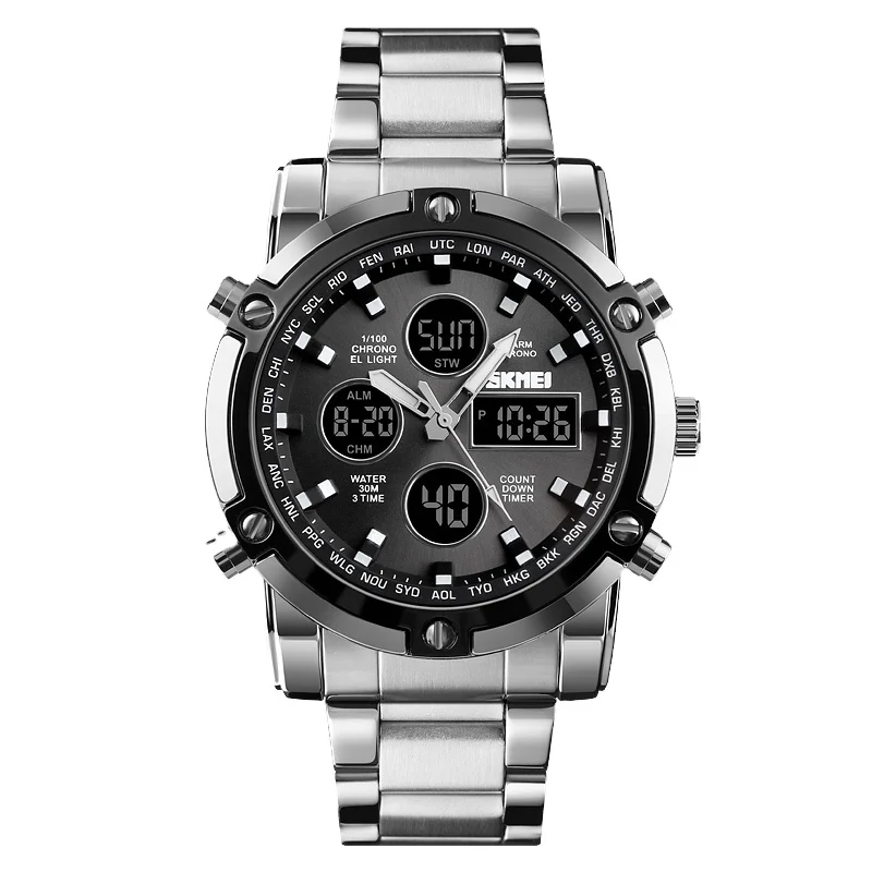 Metal Style Analog Digital Wrist Watch Men Skmei Best Dual Time Multifunctional Waterproof Watch, 4 colors
Metal Style Analog Digital Wrist Watch Men Skmei Best Dual Time Multifunctional Waterproof Watch, 4 colors