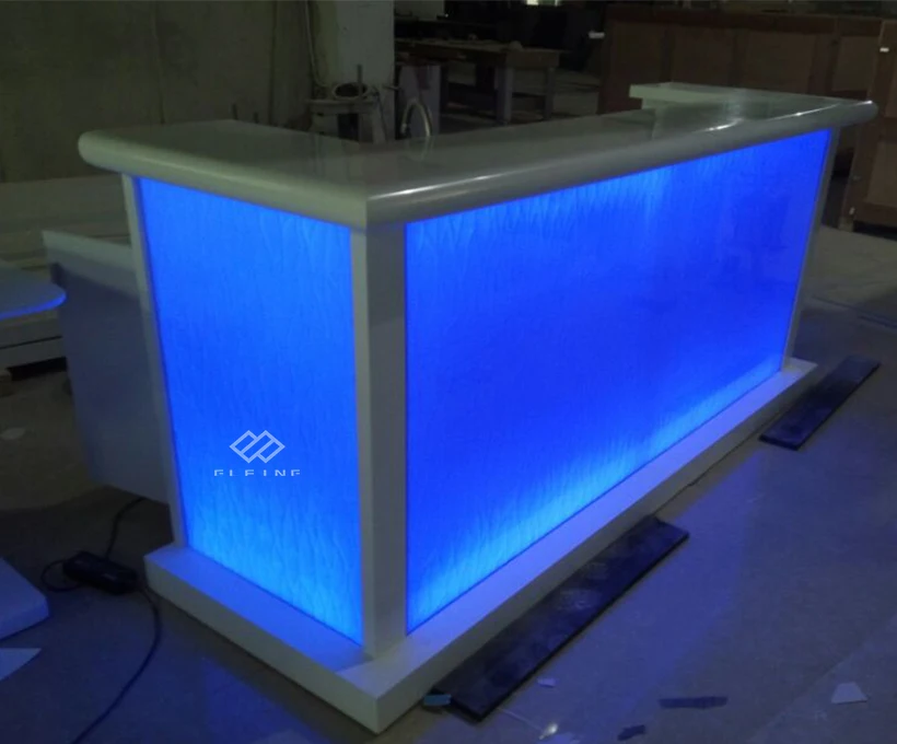 Rectangle good quality led professional design artificial marble stone bar counters