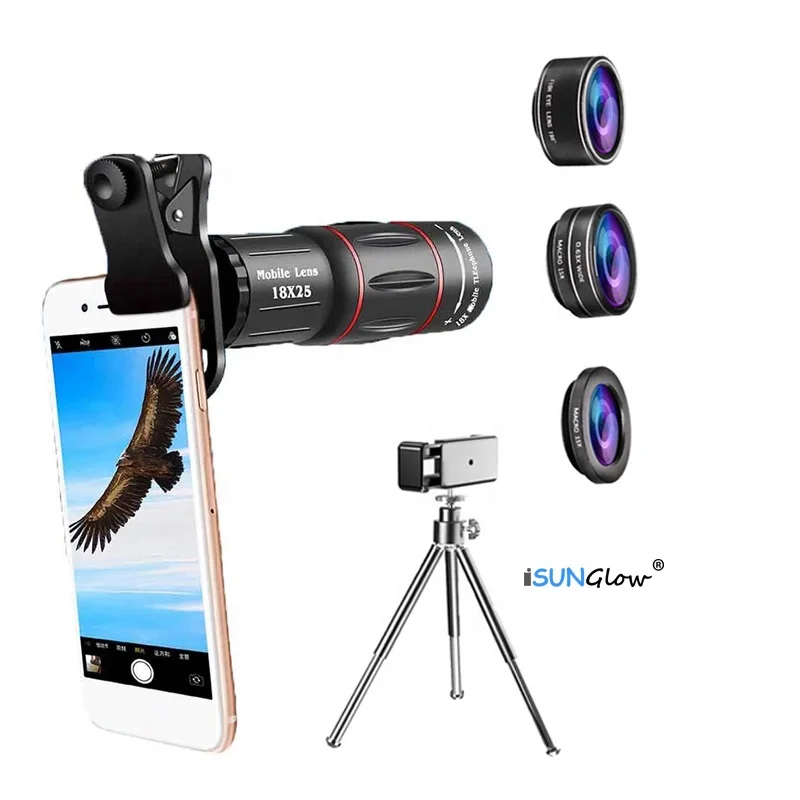 4K HD Optics Camera Lens Factory Supply Fisheye 0.63X Wide Angle Macro 18X Telephoto Lens Mobile Phone Camera Lens Telescope Kit
4K HD Optics Camera Lens Factory Supply Fisheye 0.63X Wide Angle Macro 18X Telephoto Lens Mobile Phone Camera Lens Telescope Kit