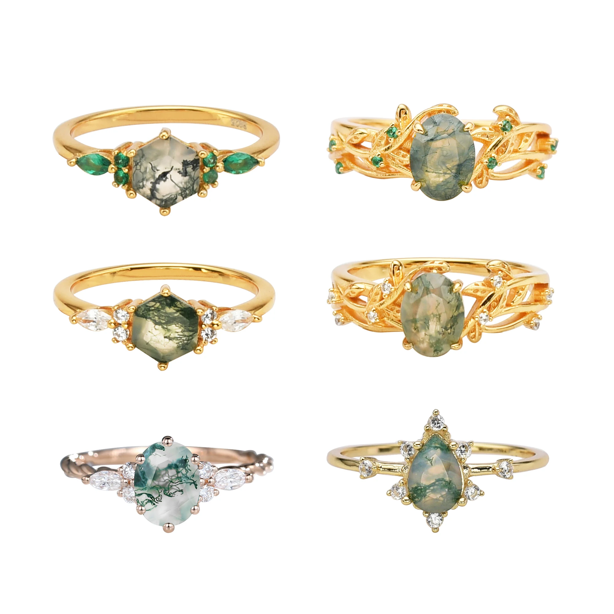 Luxury Fine Jewelry 925 sterling silver bridal engagement wedding ring women moss agate ring
Luxury Fine Jewelry 925 sterling silver bridal engagement wedding ring women moss agate ring