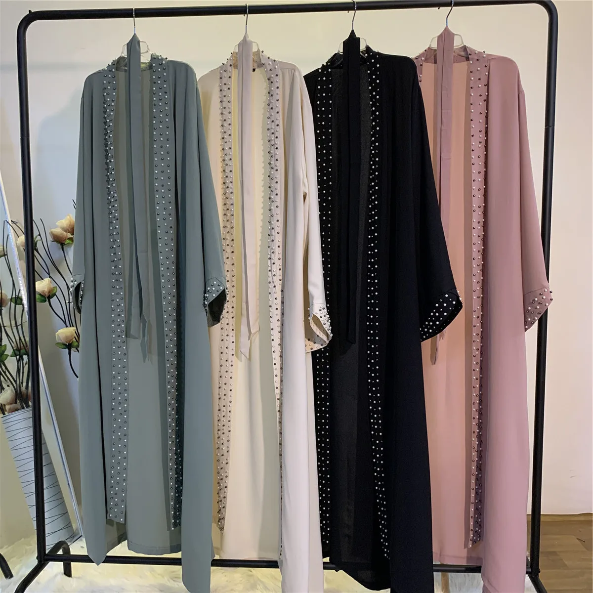 Wholesale Hot Sale Amazon Mujer Vestidos Pure Color Nail Bead Lace Up Cardigan Gown Jalabiya For Women Muslim Dubai Abaya Dress, Green, black, pink, apricot
Wholesale Hot Sale Amazon Mujer Vestidos Pure Color Nail Bead Lace Up Cardigan Gown Jalabiya For Women Muslim Dubai Abaya Dress, Green, black, pink, apricot
